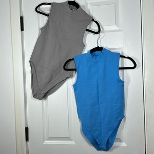 2 Sleeveless, Turtleneck Bodysuits